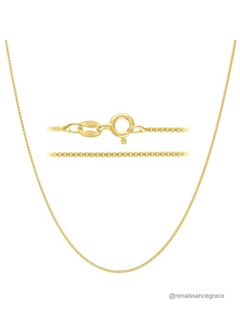 18K Gold Plated 925 Sterling Silver Dainty Box Chain Necklace